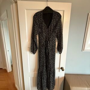 Z Supply Black Floral Long Sleeve Dress